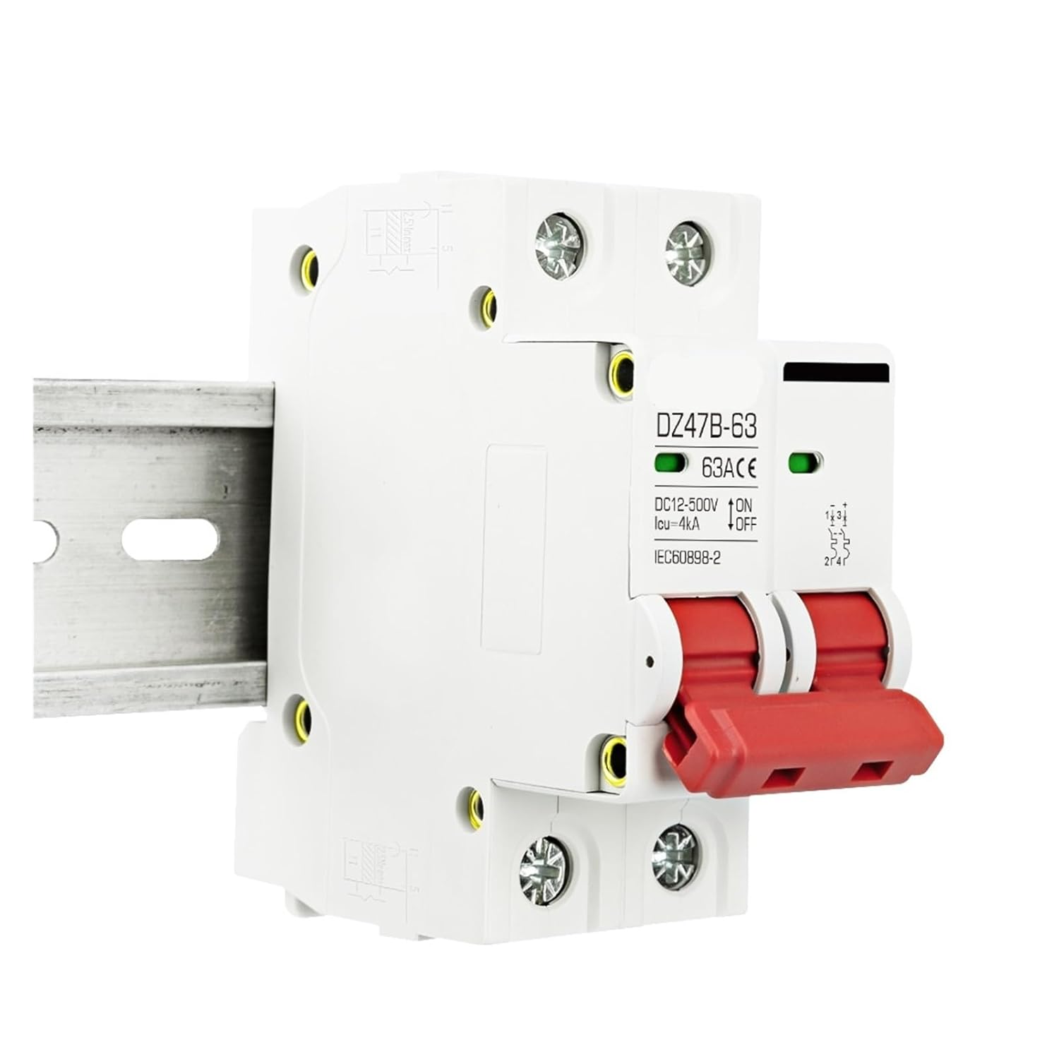 1Pcs DC MCB 12V 24V 48V Circuit Breaker Battery Car Protector DZ47 DC Positive Negative Pole Rotection Protect Switch Isolator(1P,80A)