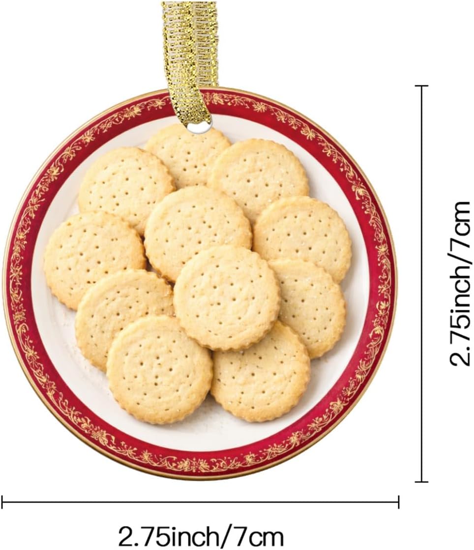Shortbread Cookies, Biscuit Butter Cookie Lovers Dessert Pastry Bakery Snack Food Flat Printed Image on Ceramic Ornament – NOT 3D, Double-Sided Design, Christmas Ornament, Foodie Gift
