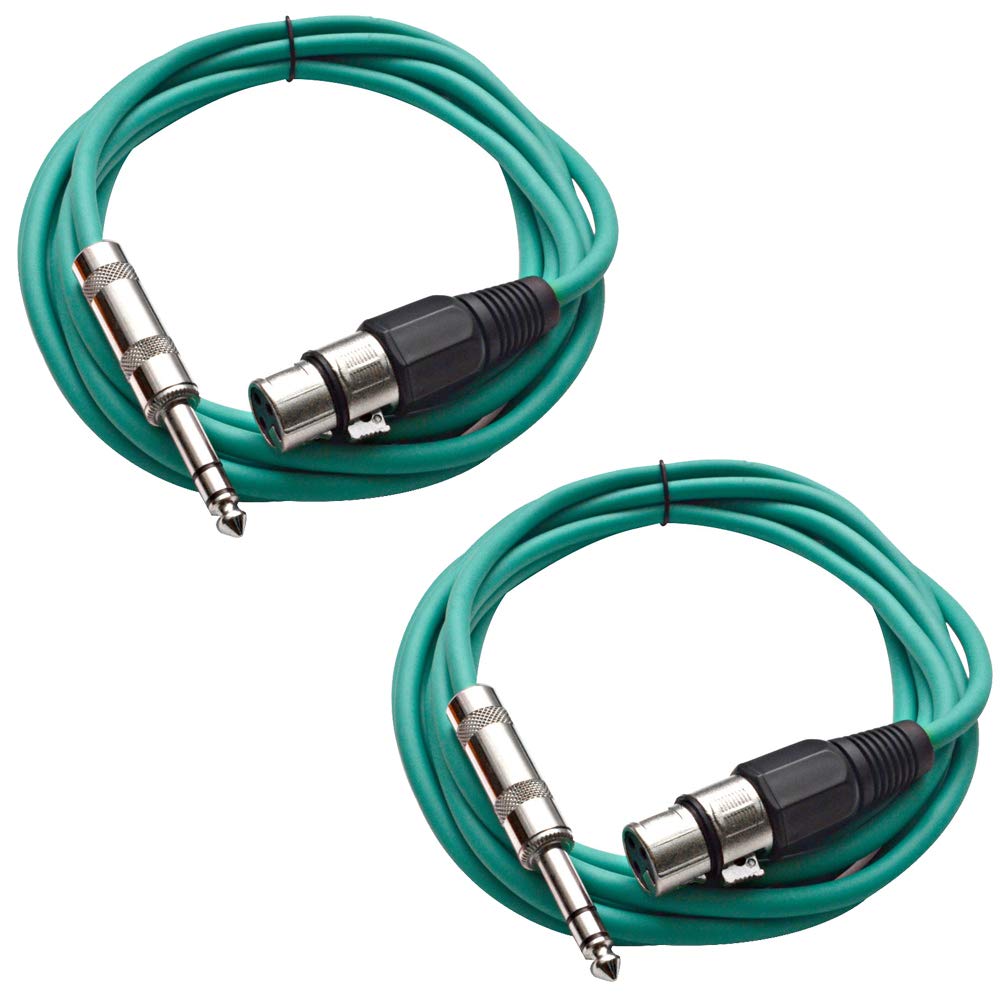 Seismic Audio - SATRXL-F10-2 Pack of 10 Foot 1/4 Inch TRS to XLR Female Patch Cables - Balanced - 10 Foot Patch Cord - Yellow and Yellow