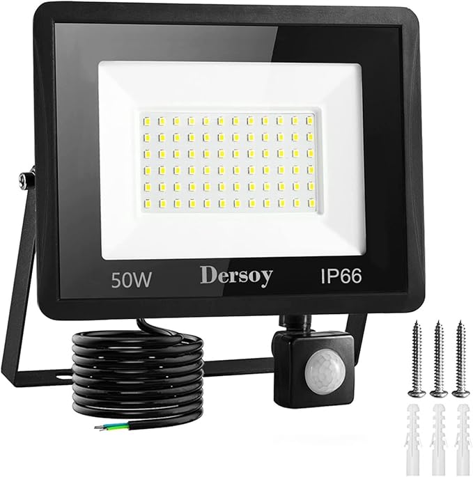 USKI Led-schijnwerpers, LED Garden overstromingslichtbewegingssensor PIR Floodlight Lampen PIR 10 0W 50W 30W 10W IP66 Spotlight muur met accessoires voor Binnenplaats, Tuin(150W Sensor type)