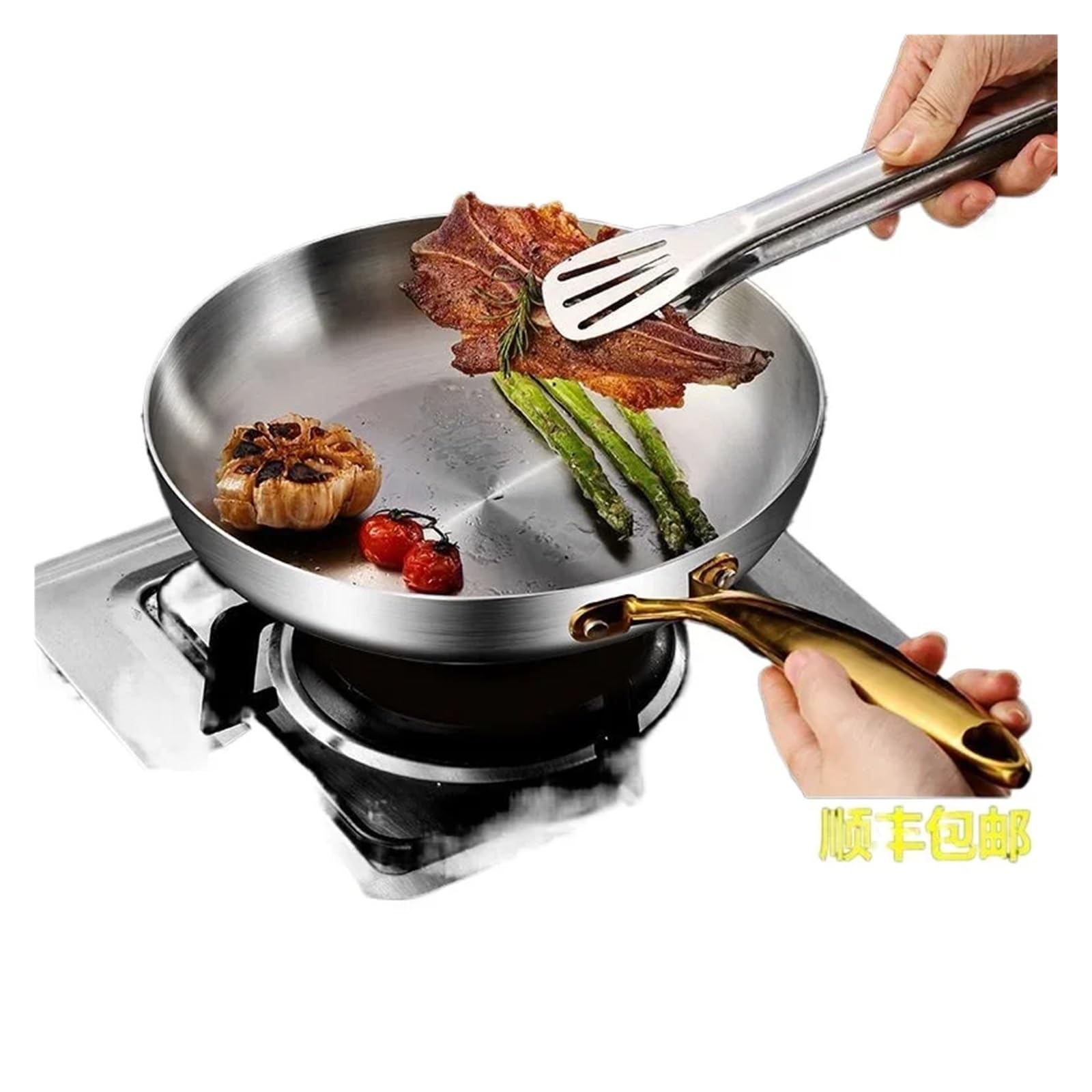 Pfanne Edelstahl Antihaft-Pfanne aus Edelstahl for Gas- und Elektroherd – Große Bratpfanne for Eier, Steaks und mehr FüR Alle Herdarten Geeignet(D 26CM)