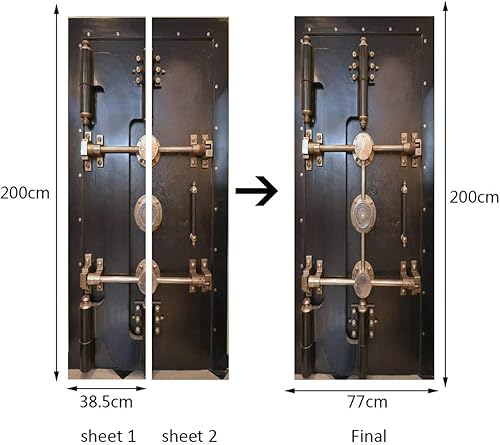Miniatura 4 de Adhesivo de metal 3D para puerta, calcomanía antigua para puerta de bóveda de banco, extraíble y autoadhesivo, mural vintage de pared, 30.3 pulgadas