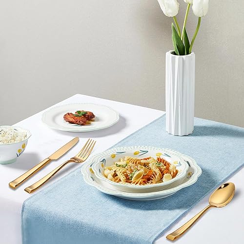 Miniatura 4 de Juego de cubiertos de 64 piezas para cubiertos de acero inoxidable 16, 18/10, mango cuadrado, juego de cubiertos para el hogar, cocina, restaurante,