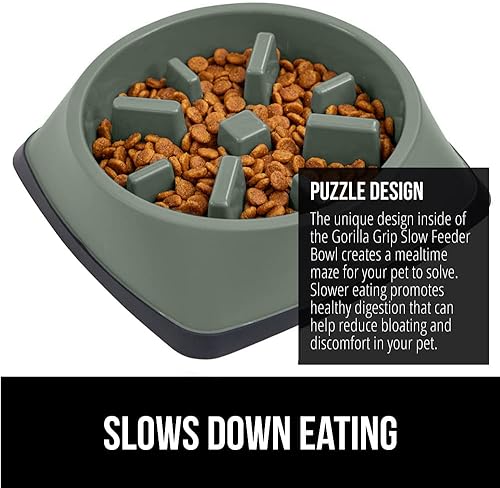 Miniatura 3 de Gorilla Grip Tazón de alimentación lenta para gatos y perros, 100% libre de BPA, ralentiza la comida de mascotas, evita comer en exceso,