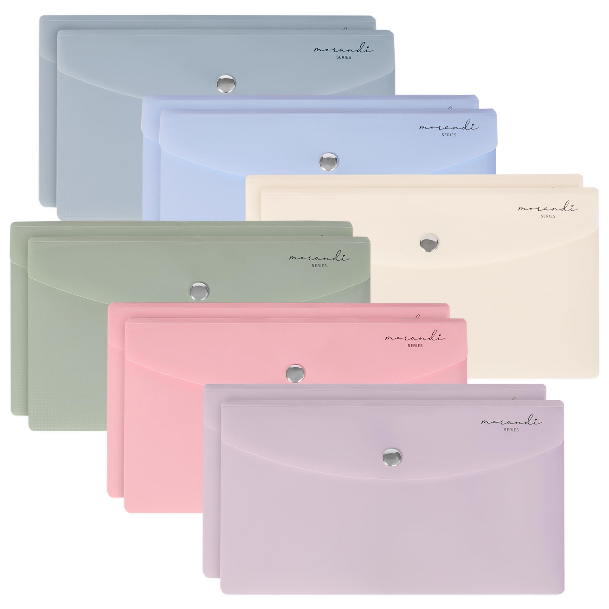 H4D Budget Envelopes for Cash System, Bill Bags, Small Plastic Receipt Holder Organizer, Pastel Colors, 9x5 Inch, 12 Pack