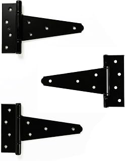 Shed Door T-Hinge Kit Heavy Duty 6" Black for Barns, Sheds, Playhouses, and Chicken Coops 3 PCS (THG6BLK-BX3)
