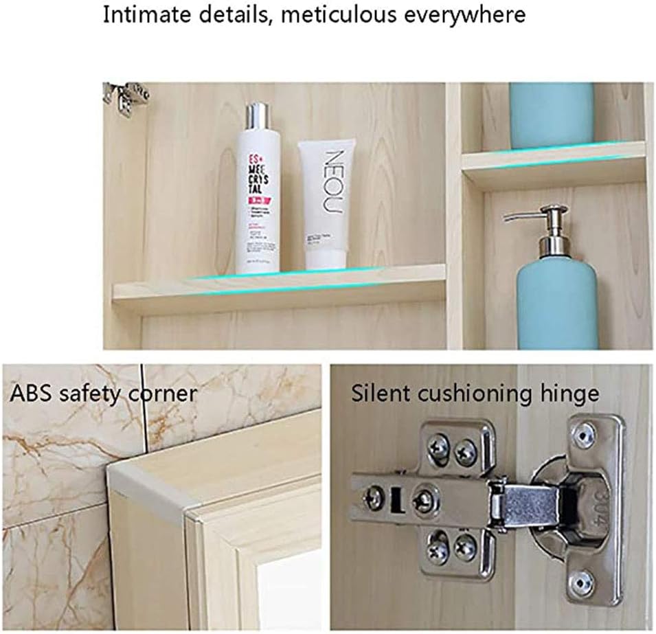 Bathroom Mirror Cabinet, Bathroom Mirror Cabinet Wall Storage Cabinet with Mirror Wall Cupboard 5 Doors Wooden Frame
