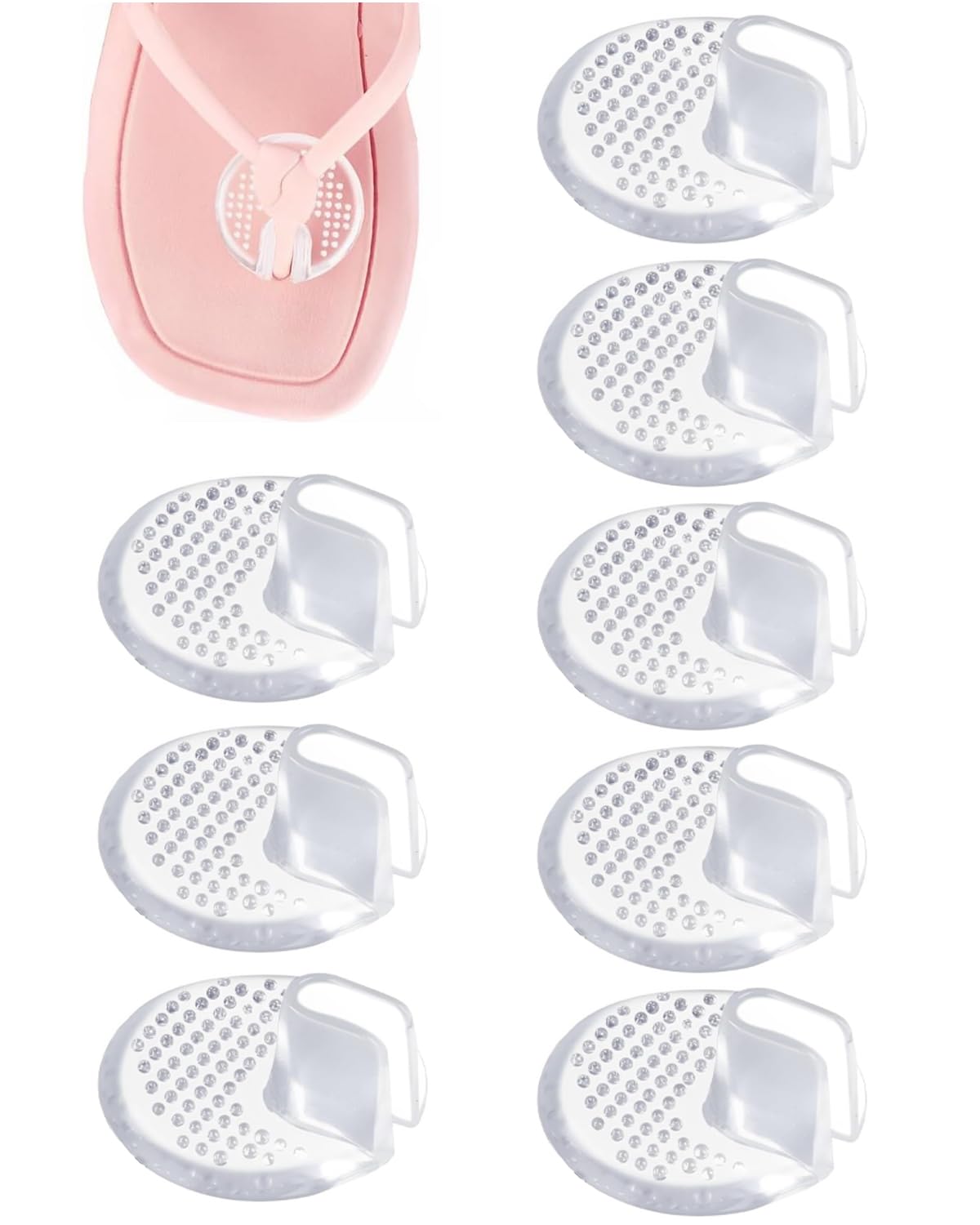 Zehenschutz Flip Flop Vorfußpolster 8 St. transparent Gel Silikon – Gegen Reibung, Blasen & Schmerzen in Sandalen, High Heels & Zehentrennern.