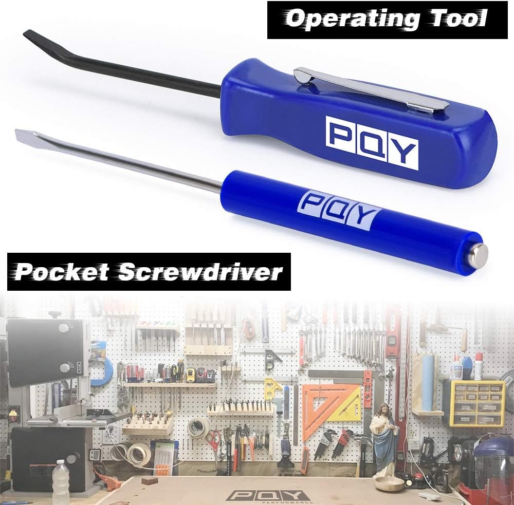Pocket Magnetic Screwdriver Slotted Head With Magnet Top + Mini Pry Bar Set Blue