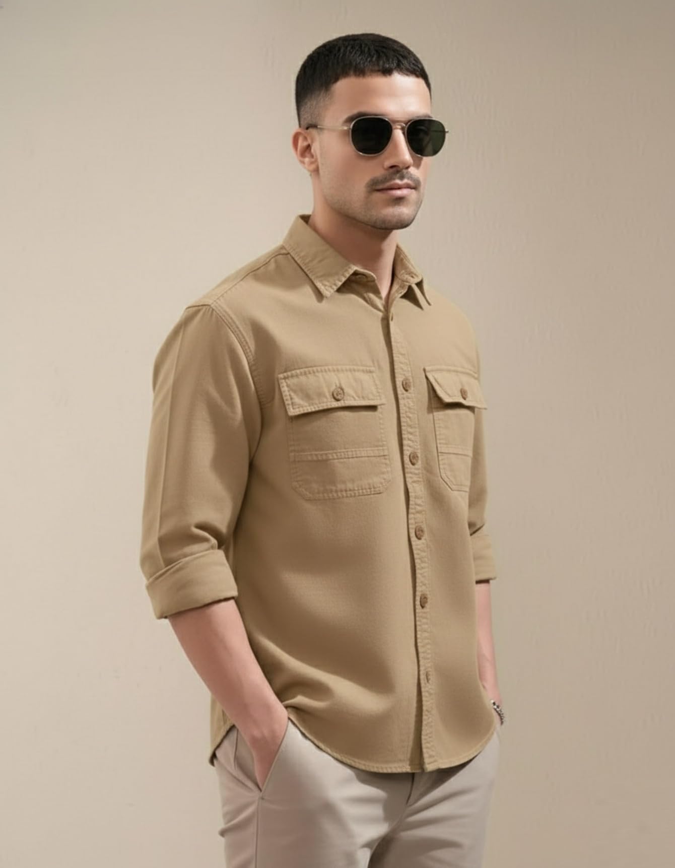 SMOWKLY Camicia casual da uomo, a maniche lunghe, con bottoni, con due tasche sul petto, elegante, vestibilità normale, 100% cotone, per ufficio, feste, stile western