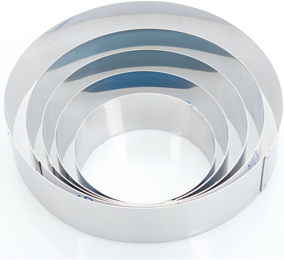 Hanason Stainless Steel Rings Round Molding Plating Forming Cake Mousse Rings 5pcs