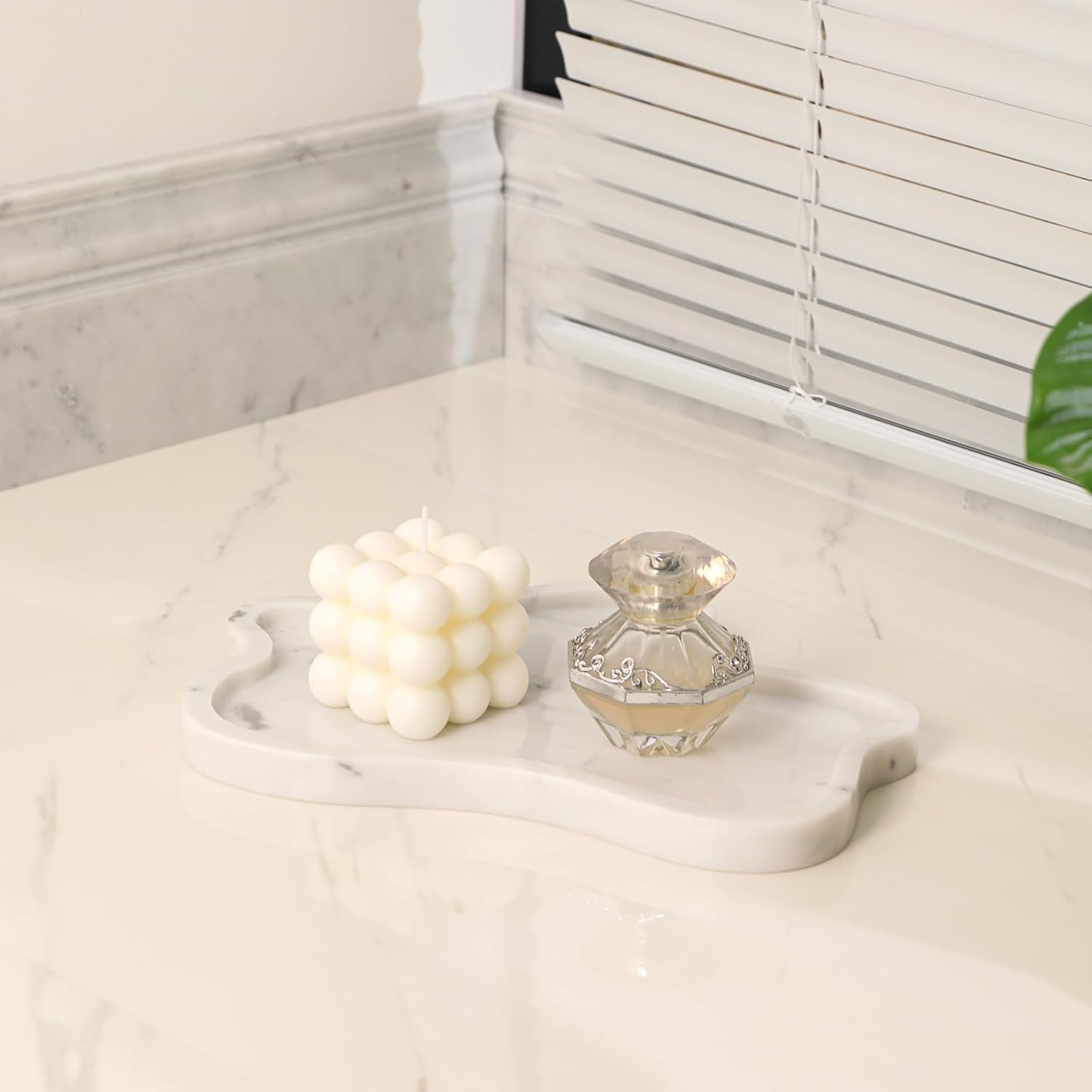 Carrara White Marble Tray, 11"X8" Vanity Decorative Marble Tray