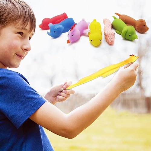 Miniatura 7 de Dshengoo 36 juguetes de animales de catapulta con dedo, elástico de goma para gatos, para festivales, recuerdos de fiesta, juegos voladores, Acción