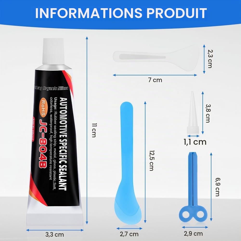 flintronic Pâte à Joint Noire Silicone, Mastic d'Étanchéité Voiture, Colle Carrosserie et - Analyse des détails et conception