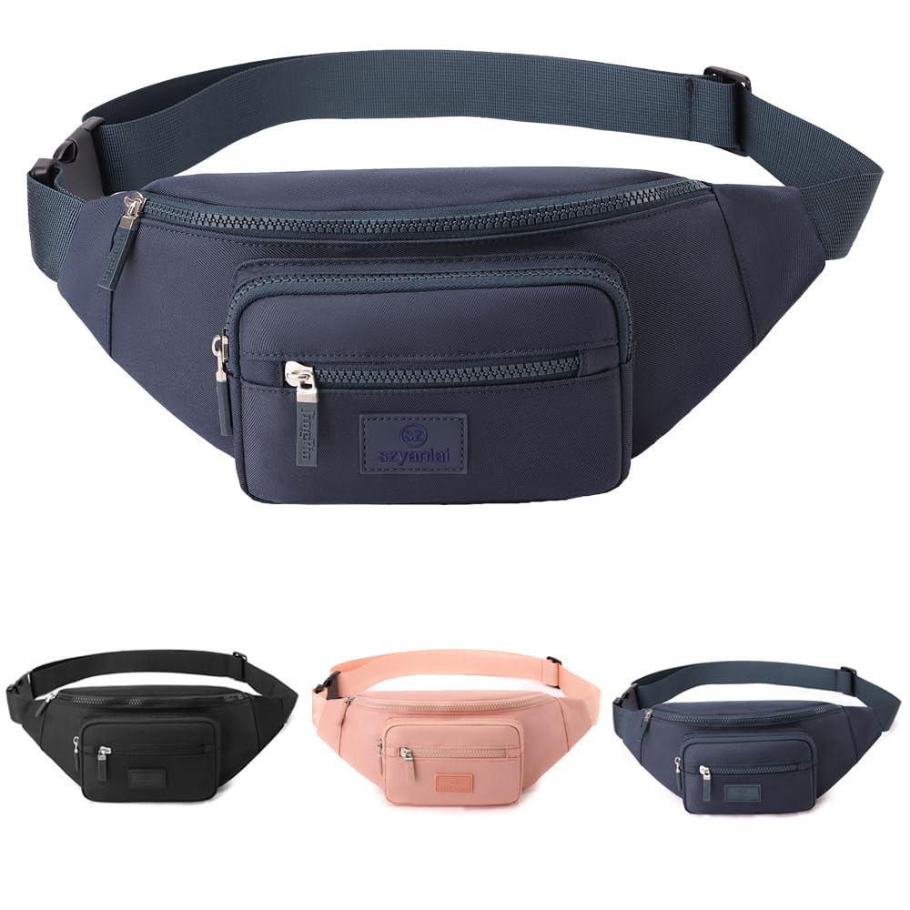 Bumbags for Ladies Bum Bag Fanny Pack Men Women Waist Pack Lightweight Adjustable for Running Walking Hiking Jogging (Blue)