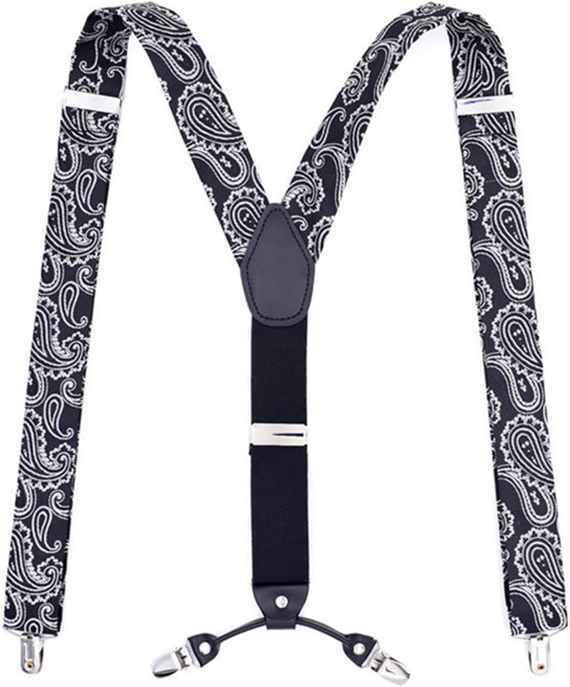 n/a ヴィンテージ大人 4 クリップ調節可能な弾性ズボンブレースストラップユニセックスギフトジャカードズボンサスペンダーパンツ (