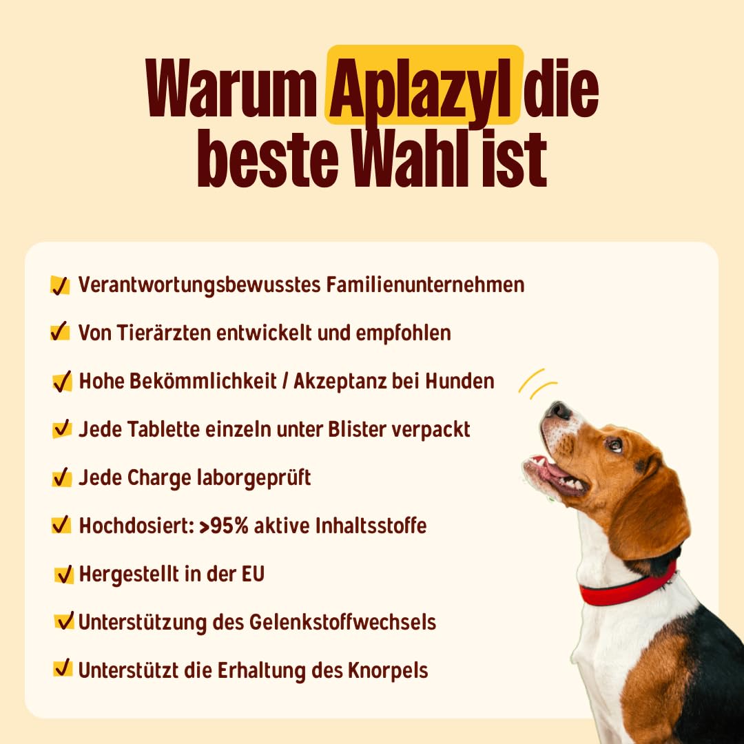 Aplazyl - condroprotector perros - pastillas articulares para perros, ingredientes naturales, desarrolladas por veterinarios, sabrosas y eficientes, 120 pastillas