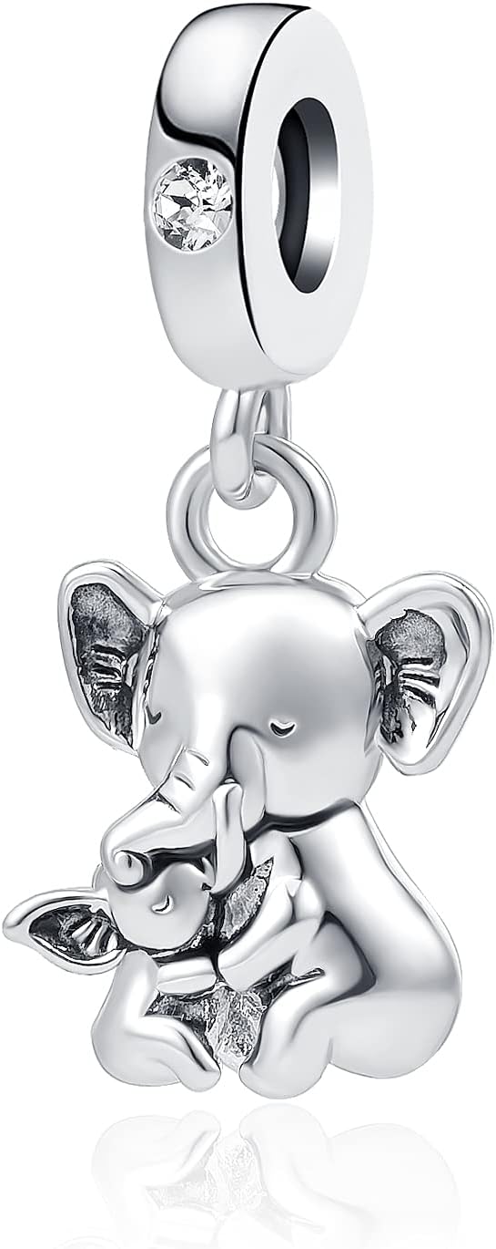 Elephant Charm Compatible with Pandora Bracelet Good Luck Lucky Mother Daughter Son Mom Dangle Animal Bead for Women