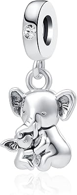 Elephant Charm Compatible with Pandora Bracelet Good Luck Lucky Mother Daughter Son Mom Dangle Animal Bead for Women