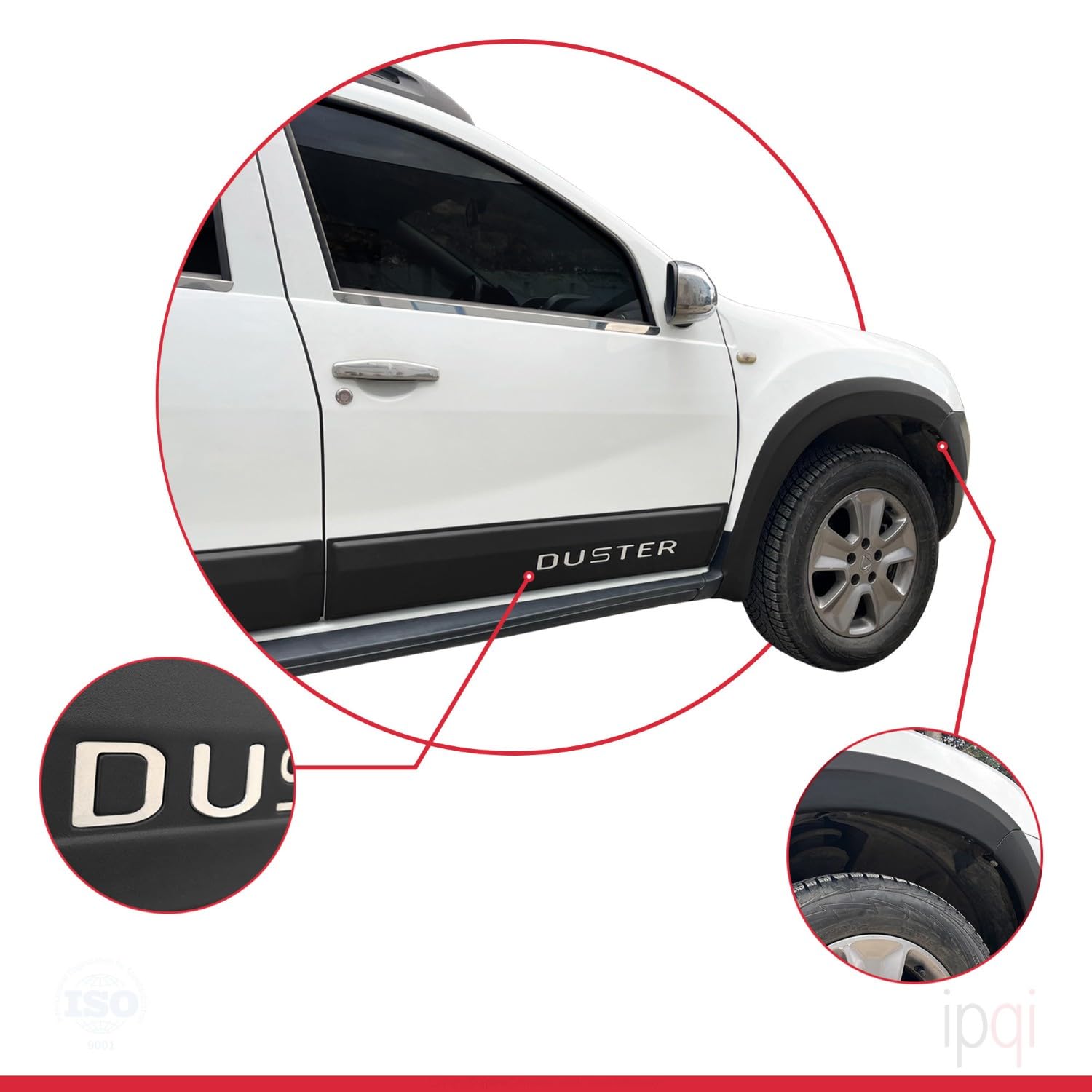 Compatibile con Dacia Duster (HS) 2010-2017 Passaruota Protezione per paraurti Parafanghi e protezione veicolo Strisce di Protezione per laterale Protezione veicolo carrozzeria Kit NERO