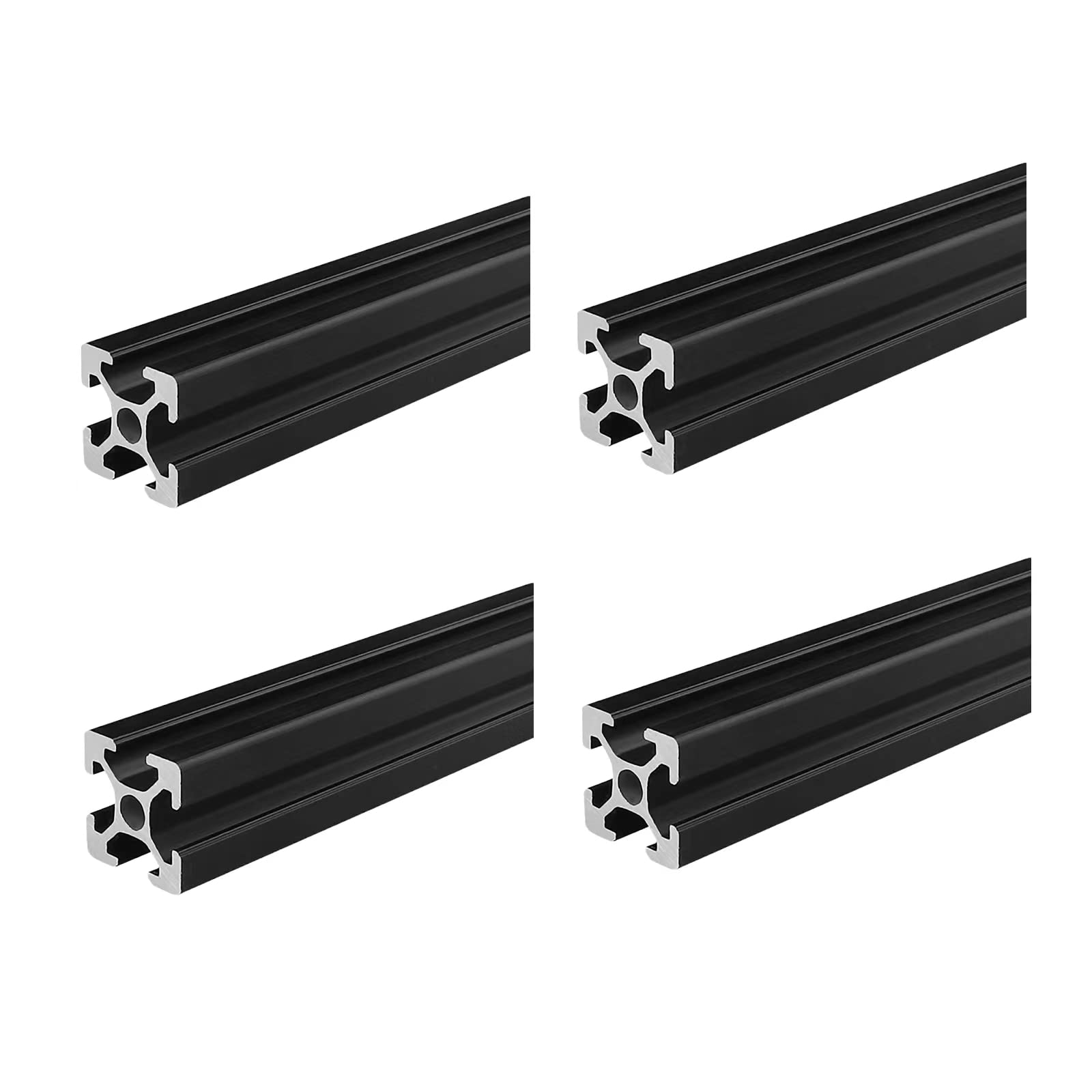4 Stück Aluprofil 20x20 Alu Profil 550mm T Typ Schwarz Aluminium Profile 20x20 Europäischer Standard Eloxierte Linearschiene Extrusion, für 3D Drucker und CNC