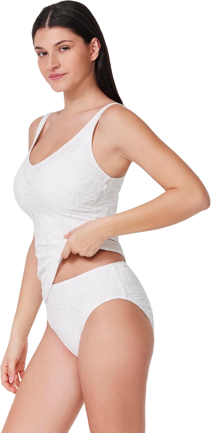 Profile by Gottex Textured V-Neck D-Cup Tankini Top- Soft Cups, Hook & Eye Closure, Adjustable Straps, Bottom Sold Separately - Image 4