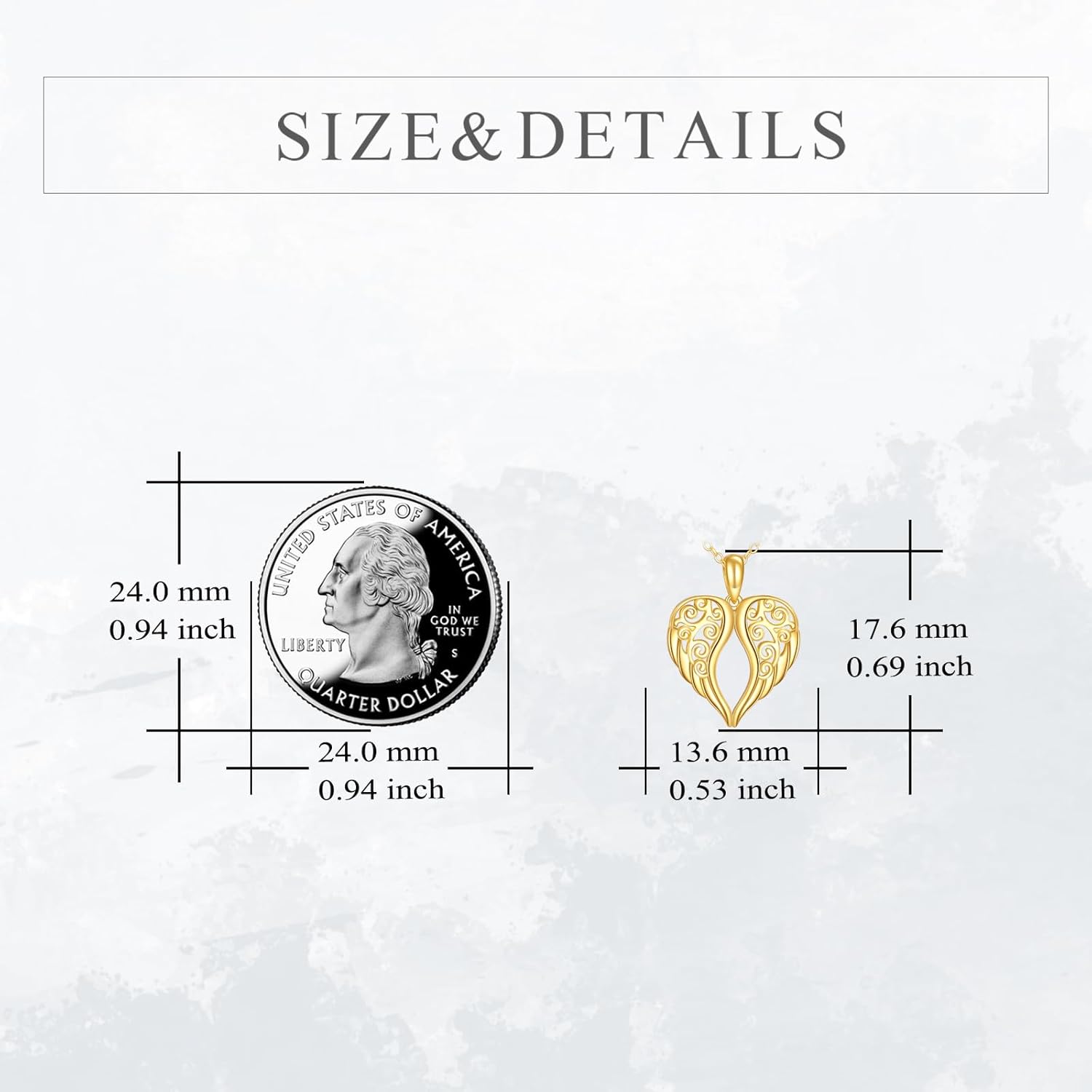 KECHO 14k Solid Gold Angel Wings Necklace for Women Real Gold Guardian Angel Pendnat Jewelry for Women - Image 5