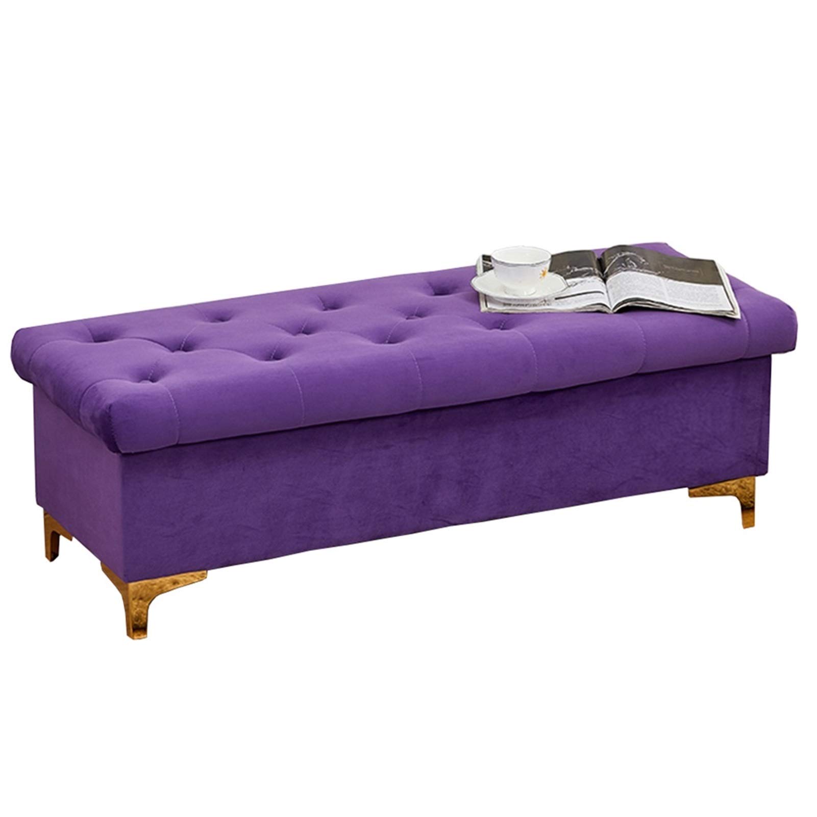 Repose-pieds tabouret coffre rembourré flanelle gain de place