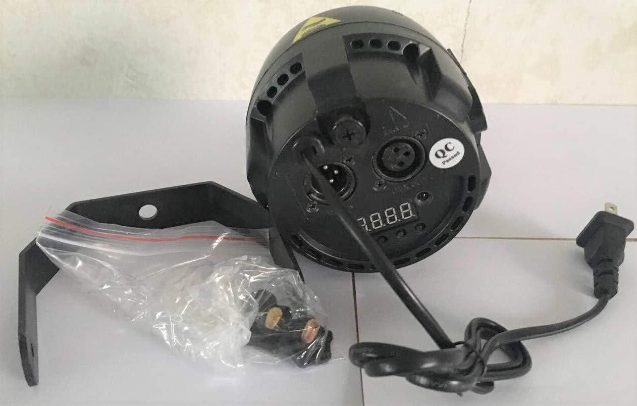 Rear view of the SENLAN 40W LED Par Light showing power input, DMX connections, and control panel.