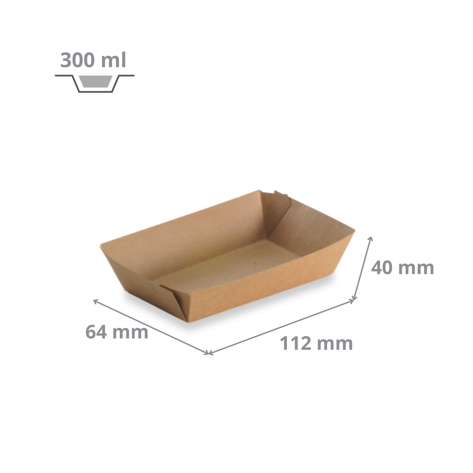 Générique 1000 Barquettes à Frites Rectangulaires en Carton Kraft Brun 11,2x6,4x4 cm - Barquettes Bateau Économiques 300 ml pour Restauration Rapide et Événements