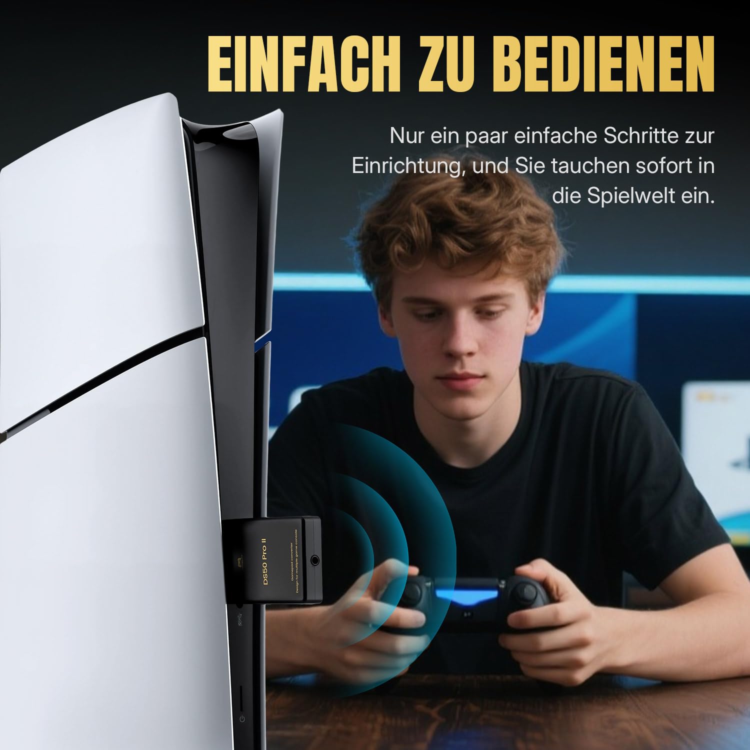 Besavior DS50 PRO 2 Controller-Adapter, Unterstützt PS5/PS4/Xbox One S/Series X/S/Elite 2/Switch Pro Controller auf PS5/PS4/PS3/PC/Switch 2&1/Lite, 3,5mm Audio, Makro & Motion-Assist, Plug & Play