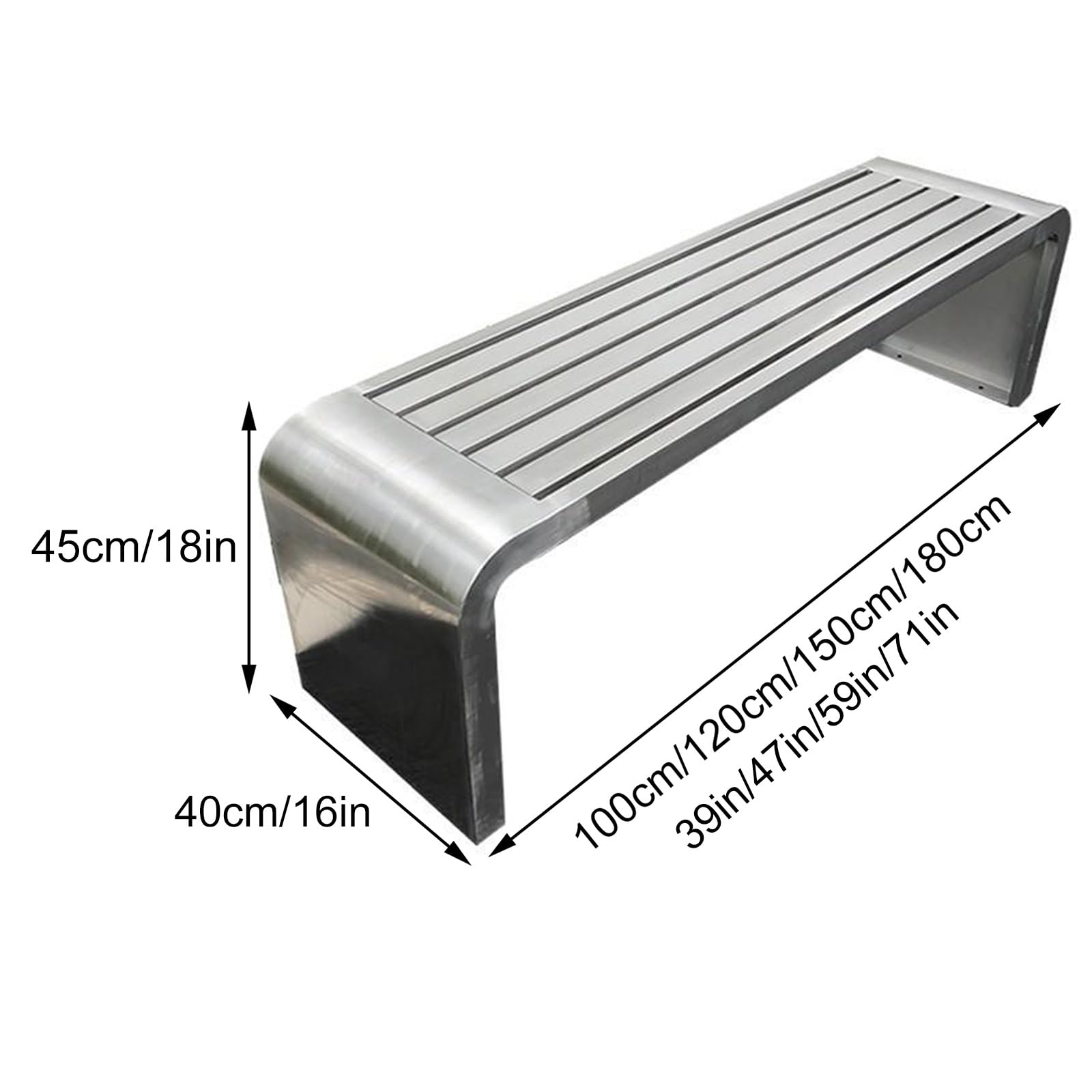 Bacss - Banco de metal para dos personas, asiento de jardín de acero duradero para patio, césped, piscina, 100 x 40 x 45 cm, perfecto para muebles de exterior