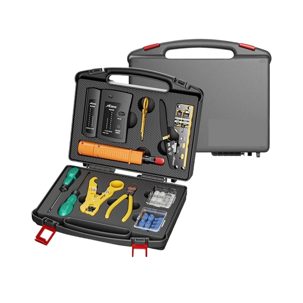 Kit d'outils réseau, kit de sertissage RJ45, pince à sertir traversante, outil, testeur câbles, perforation, dénuder