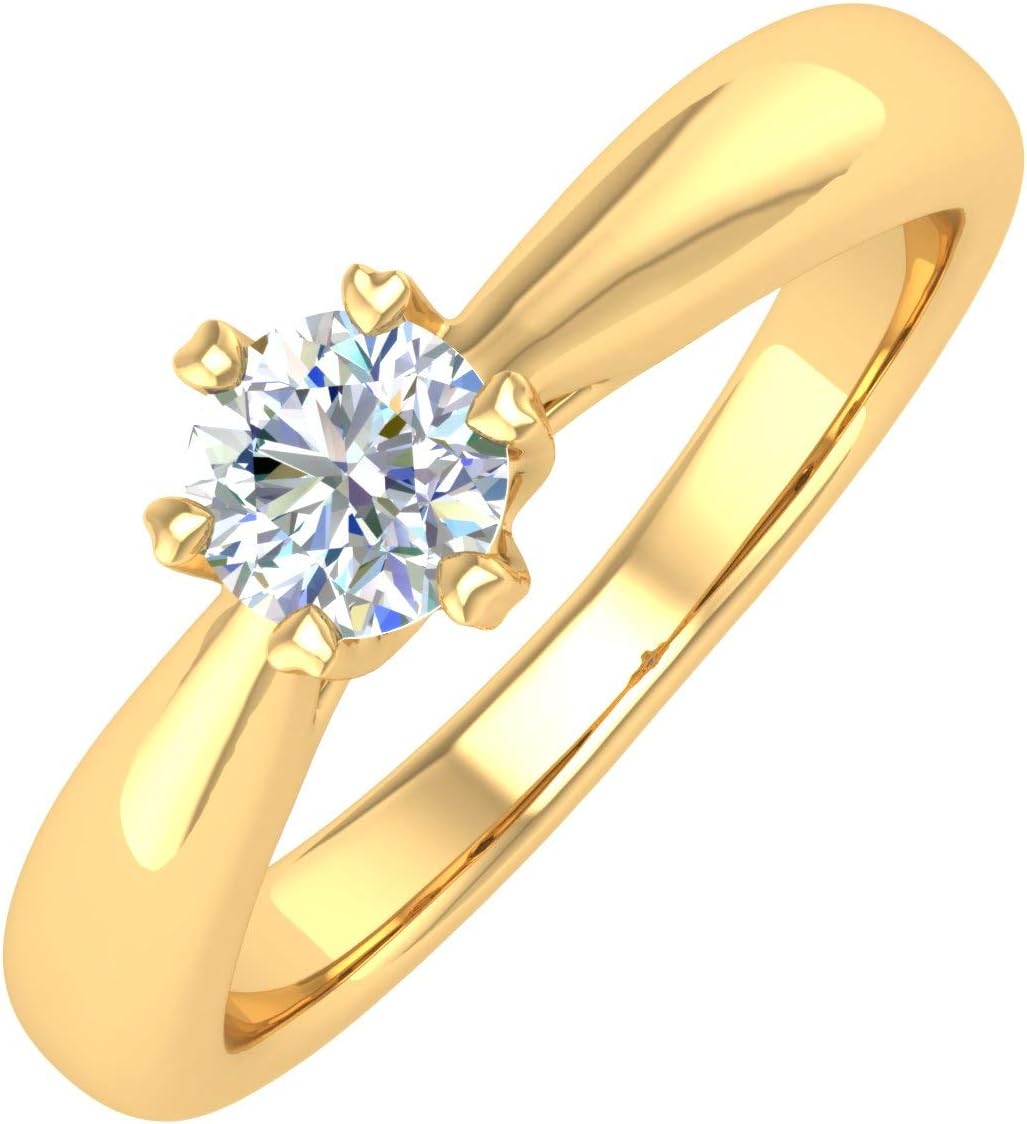 14K Gold 6-Prong Set Diamond Solitaire Engagement Ring Band (0.27 Carat)