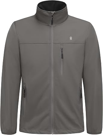 Little Donkey Andy Mens Softshell Jacket for Hiking Lightweight | Windbreaker, Waterproof, 3 Zipper Pockets, Stretchy, Breathable Mesh, Elastic Cuffs, Drawstring Hem, Full Zip, Running, Golf,