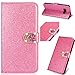 Produktbild Magnetverschluss Bookstyle für Samsung A6 2018,Diamond Sparkle Funkeln Bling Glitter Glitzer Ledertasche Stand Funktion Kartenfach Slim Klassisch Modisch Flip Wallet Hülle Schutzhülle