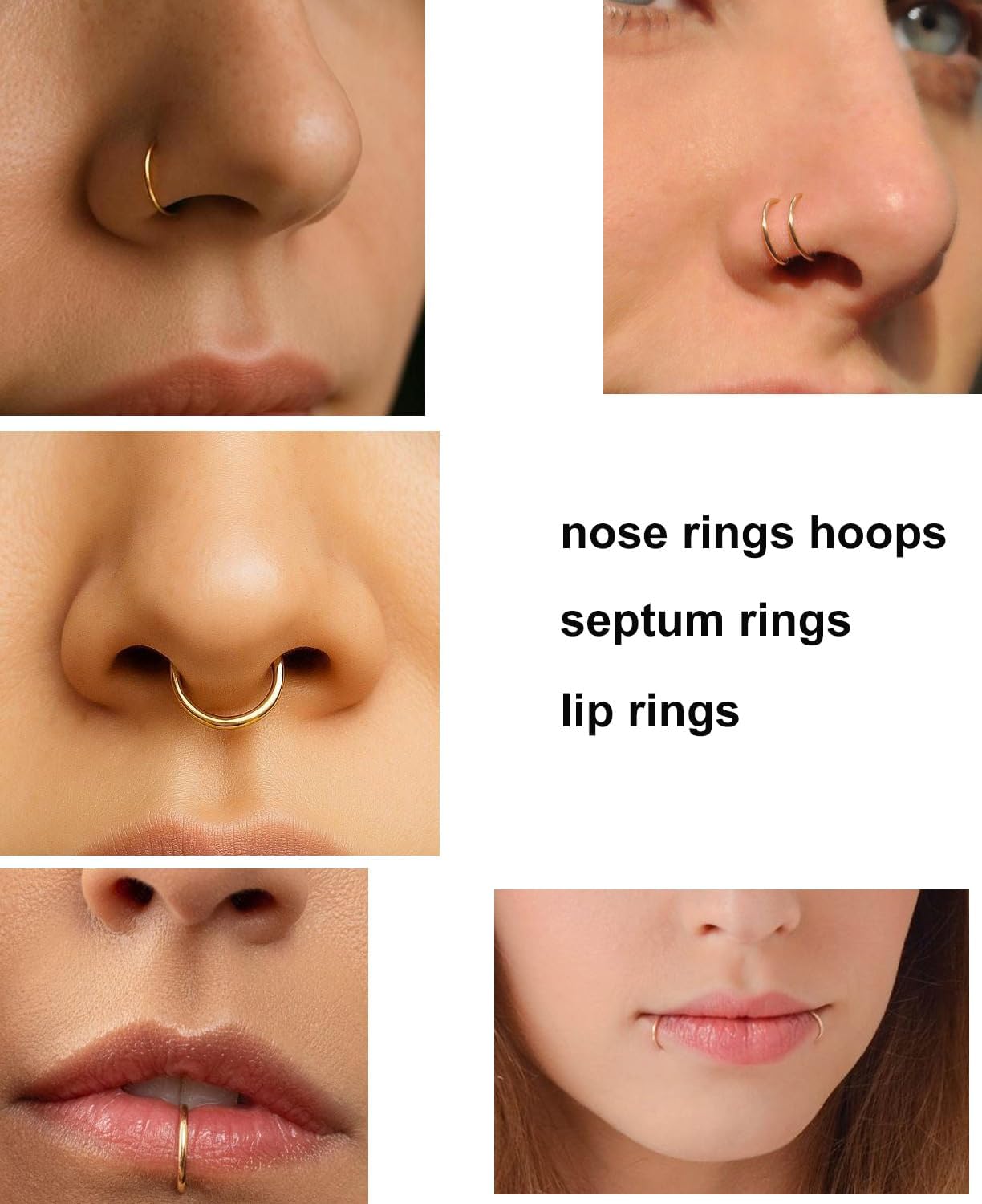 Dyknasz 8PCS Surgical Steel Hinged Clicker Segment Nose Rings Hoops Septum Lip Ring Hoop Cartilage Tragus Helix Sleeper Earrings Piercing Jewelry for Women Men 7mm 8mm 9mm 10mm 20G/18G/16G - Image 4