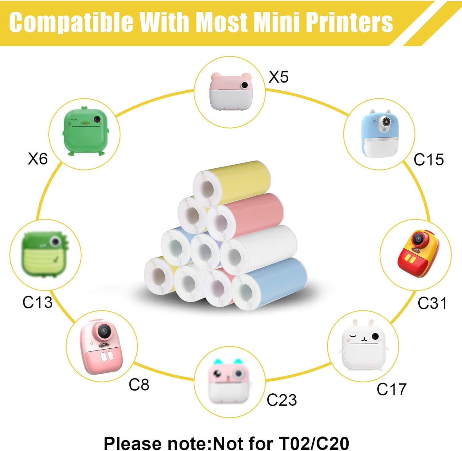 18Rolls Thermal Sticker Paper for Mini Printer Sticker Maker,57 X 25mm-6 Color,Self-Adhesive Mini Printer Paper, Thermal Labels for Most Pocket Printer,Glossy Thermals Printers Papers - Image 4