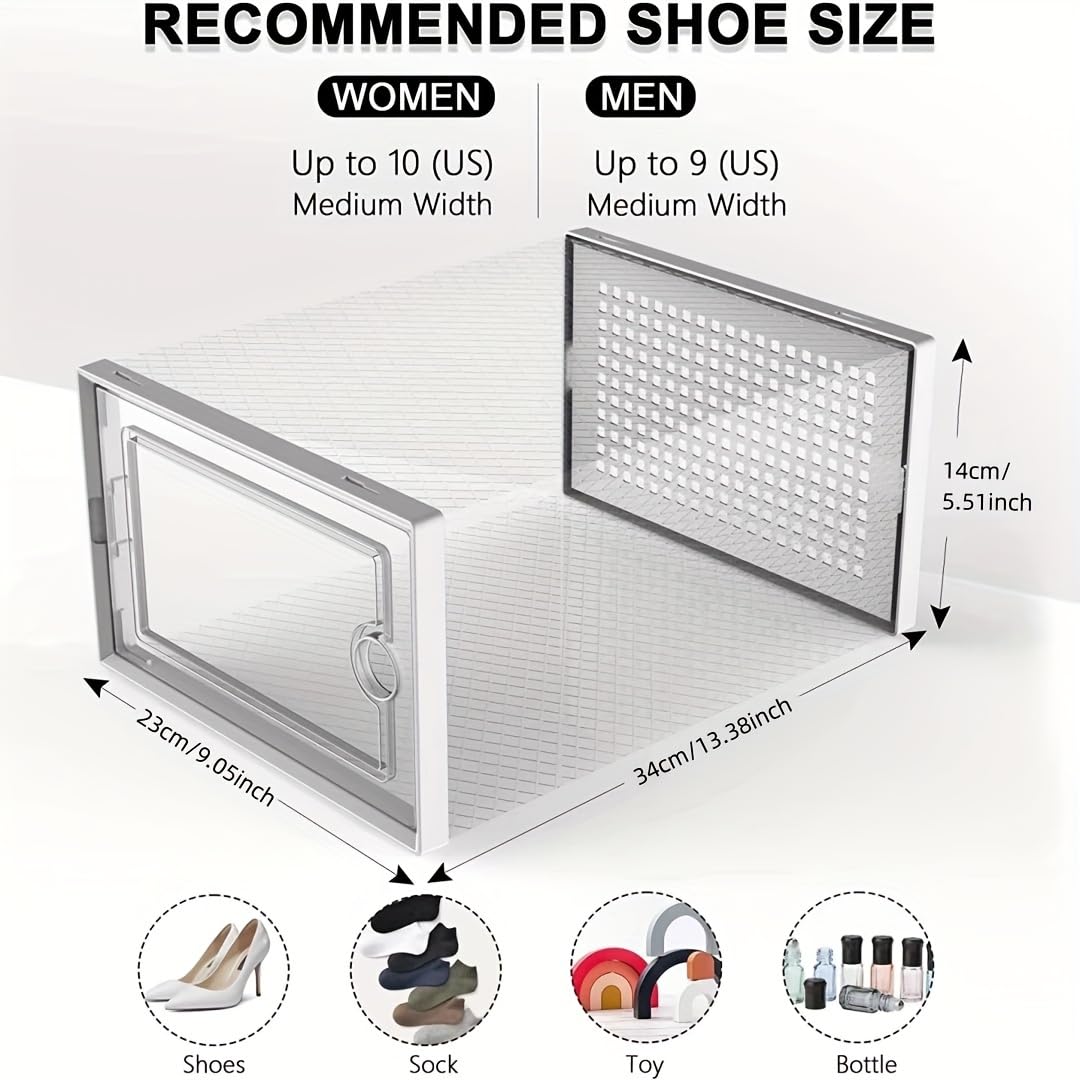 Scatola porta scarpe da 6/12 pezzi, scatole per scarpe trasparenti addensate con coperchio, scarpiera pieghevole impilabile a combinazione libera, contenitore per scarpe da ginnastica in plastica