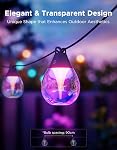 Govee Lumières à cordes extérieures claires, 48ft IP67 Patio & Lumières de jardin 15 RGBWIC Dimmable LED Des ampoules, 111 Modes, Synchronisation de musique, IP67 imperméable & Shatterproof, Travailler avec Alexa, Google & Matière