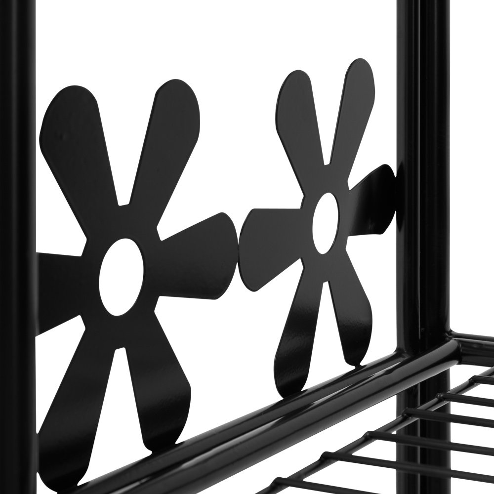 Deuba® Blumenständer 2 Etagen Metall Schwarz Pflanzenständer Indoor Outdoor Blumenregal Balkon Pflanzenregal Gummifüße Garten Blumenbank Blumenhocker