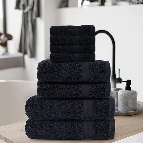 Miniatura 2 de Toallas de baño de algodón, toallas de baño grandes de 27 x 52 pulgadas, paquete de 4, color gris, toallas suaves y absorbentes, para baño,