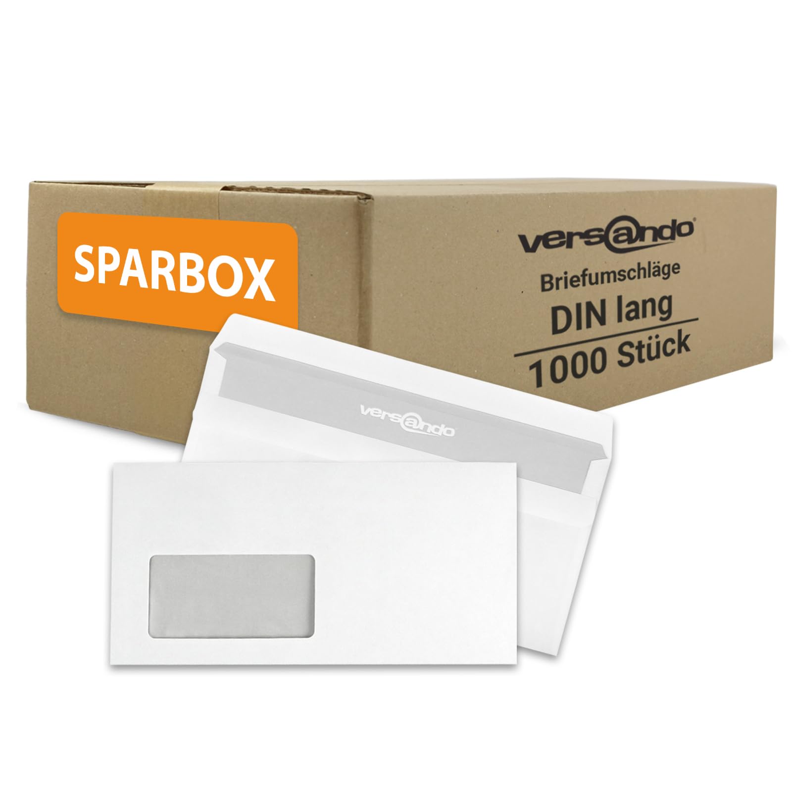 versando 1.000x Briefumschläge mit Fenster DIN lang 220x110mm weiß: selbstklebende Kuverts für Rechnungen, Geschäftsbriefe, Büro, einfach verschließbar mit Sichtschutz