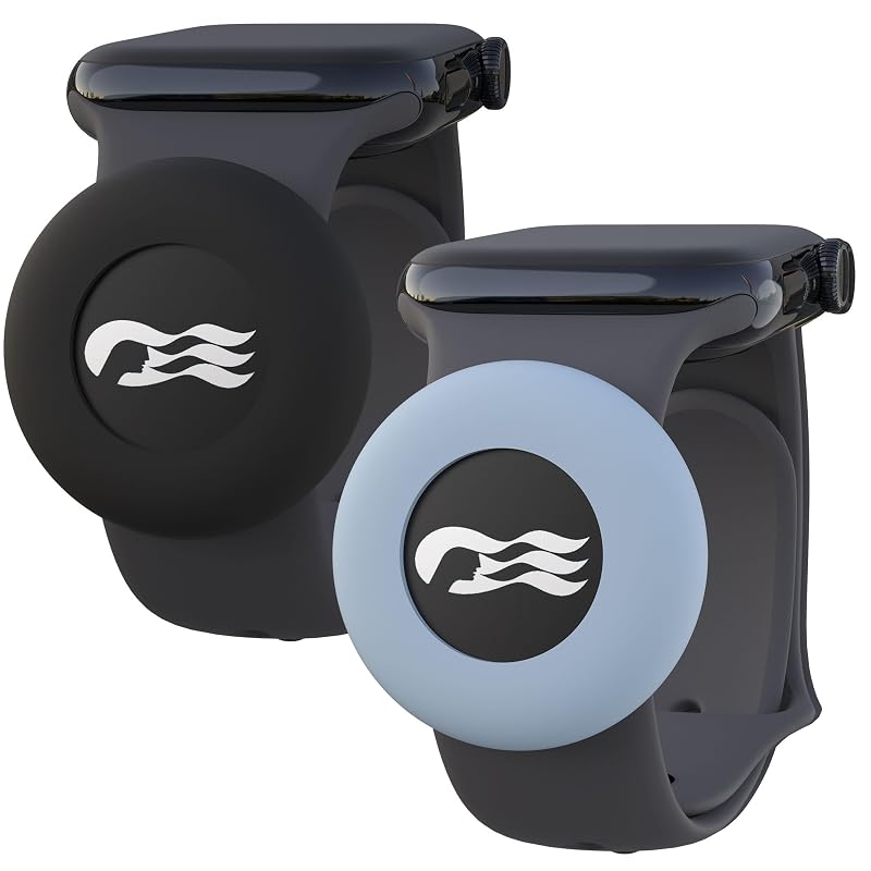 Suporte de silicone para Ocean Medallion da Princess Cruises em pulseira de relógio Preto/Azul Kit com 2
