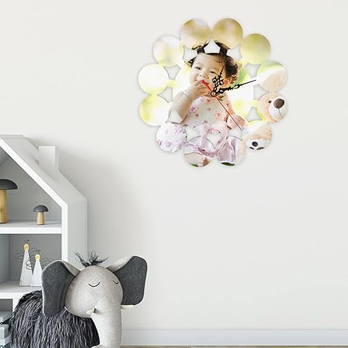 Miniatura 3 de Reloj de pared 3D DIY sublimación en blanco reloj de pared MDF redondo sublimación relojes de pared silenciosos sin tictac funciona con pilas reloj