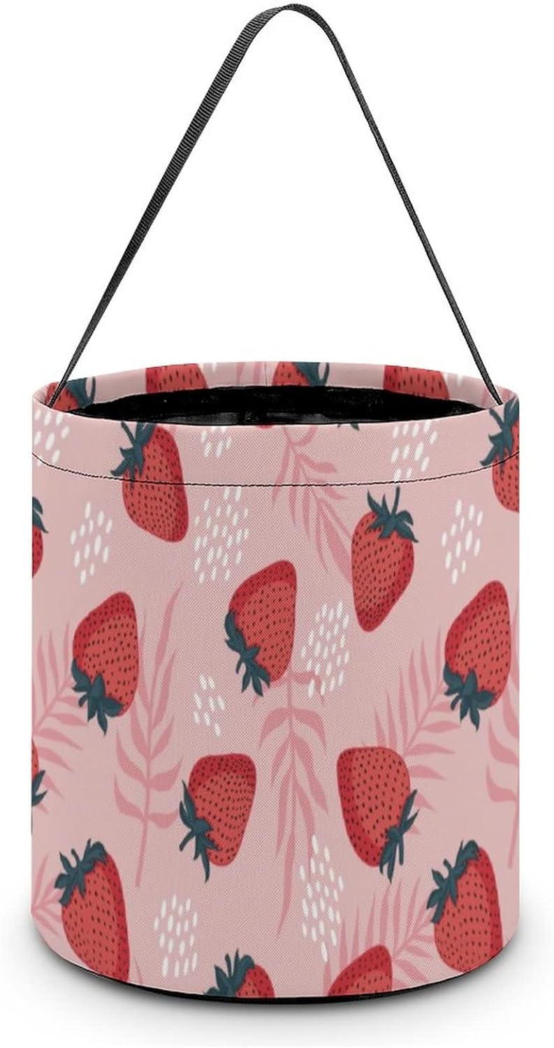RQZWDQ Pink Strawberries And Green Leaves Pattern Candy