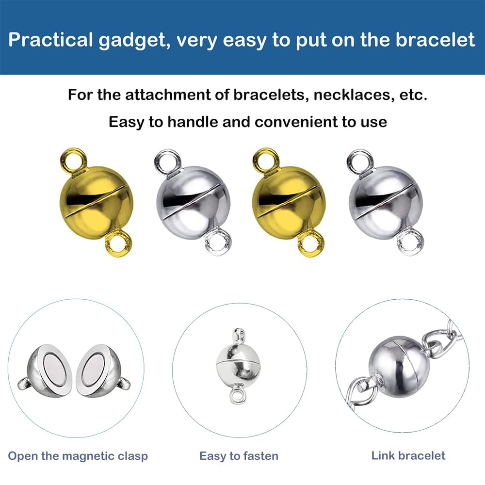 YaLiyA 40 Pieces Jewelry Buckles Clasps for Necklaces & Bracelets - Round Silver Locking Extender Clasp for DIY Jewellery - Image 3