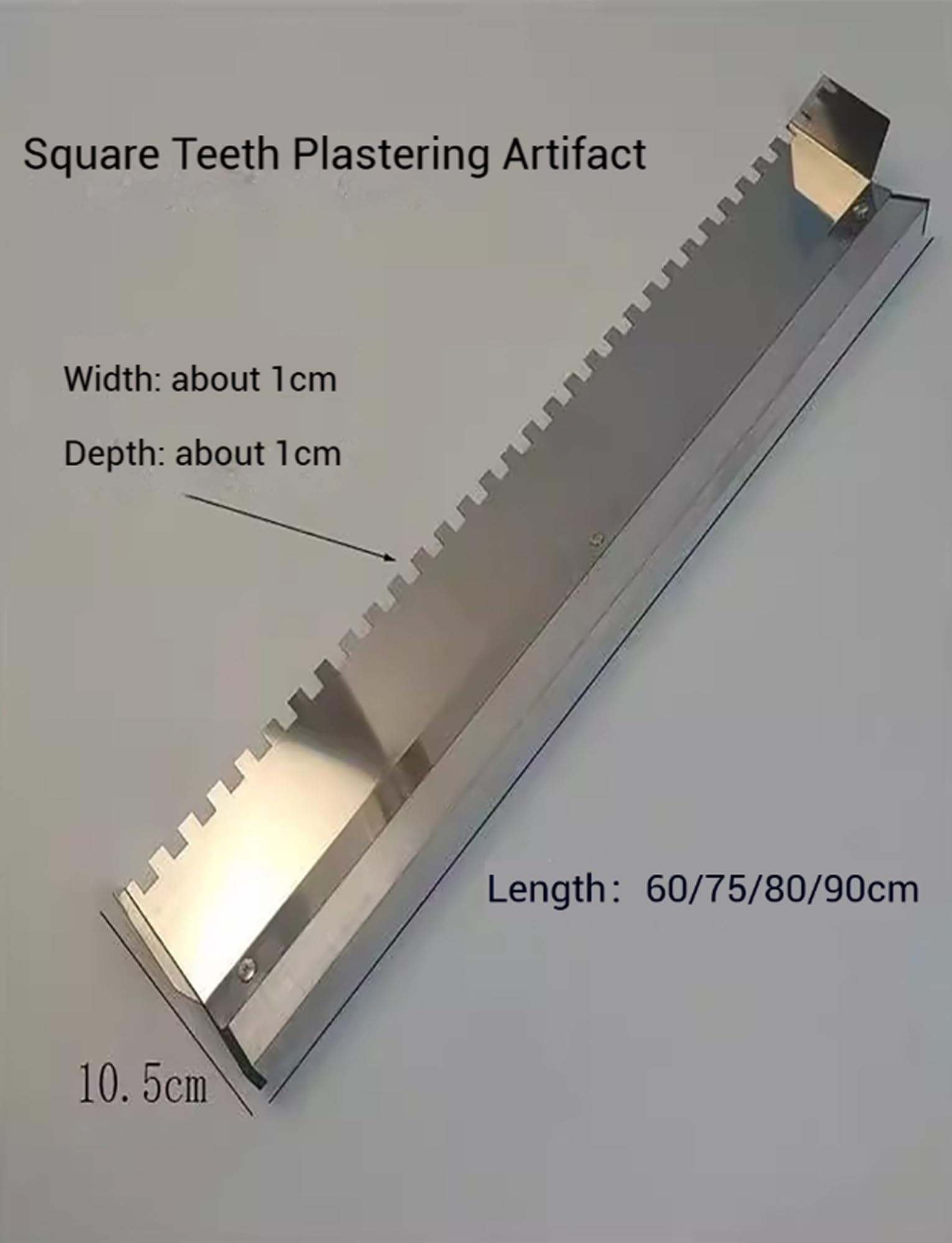 Cazzuola dentata in acciaio inox per intonacare e posare piastrelle, 61 cm, con denti affilati