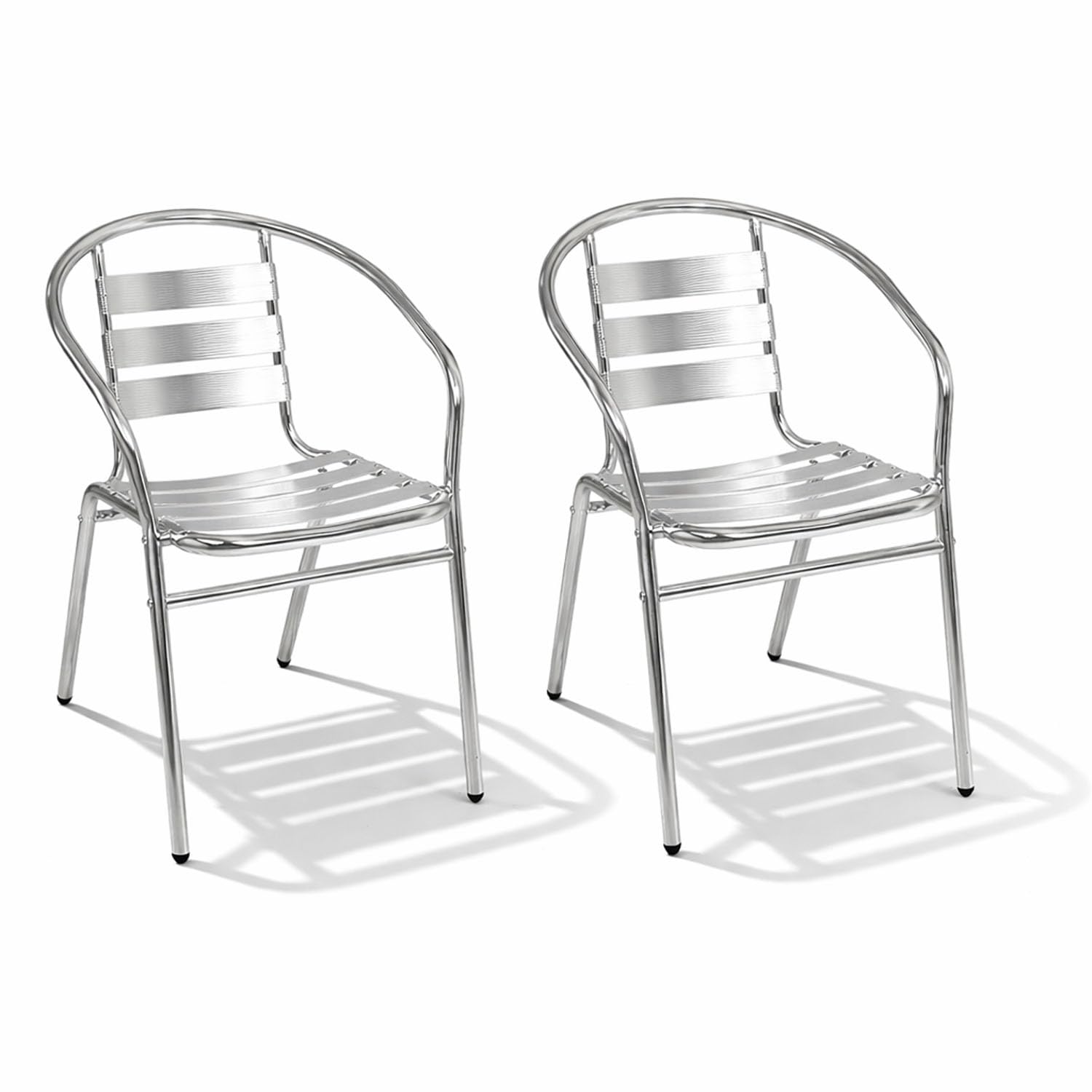 Mojawo 2 Stück Stapelstuhl Campingstuhl Gartenstuhl stabile Aluminium Silber Bistrostühle stapelbar Alustuhl Balkonmöbel Gartensitzmöbel Küchenstuhl