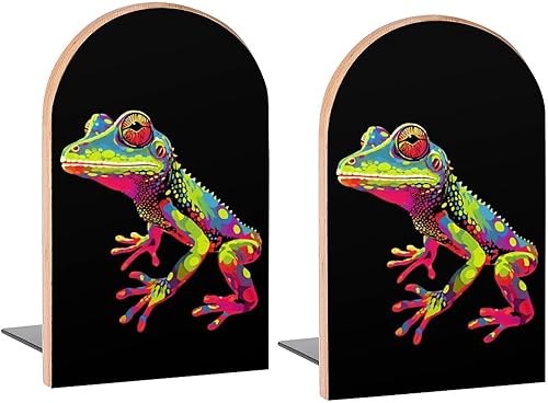 Sujetalibros decorativos de madera de lagarto multicolor para estantes, habitación de los niños, escritorio, oficina en casa, tapones de libros para